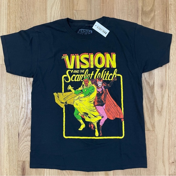 NWT Wanda Vision T-Shirt XS Scarlet Witch Box Lunch Black Comic Retro Graphic - Picture 1 of 14